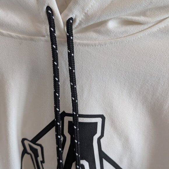 Zara LA Graphic Cropped Hoodie Off-White Cream & Black Size Large Streetwear - Picture 8 of 14